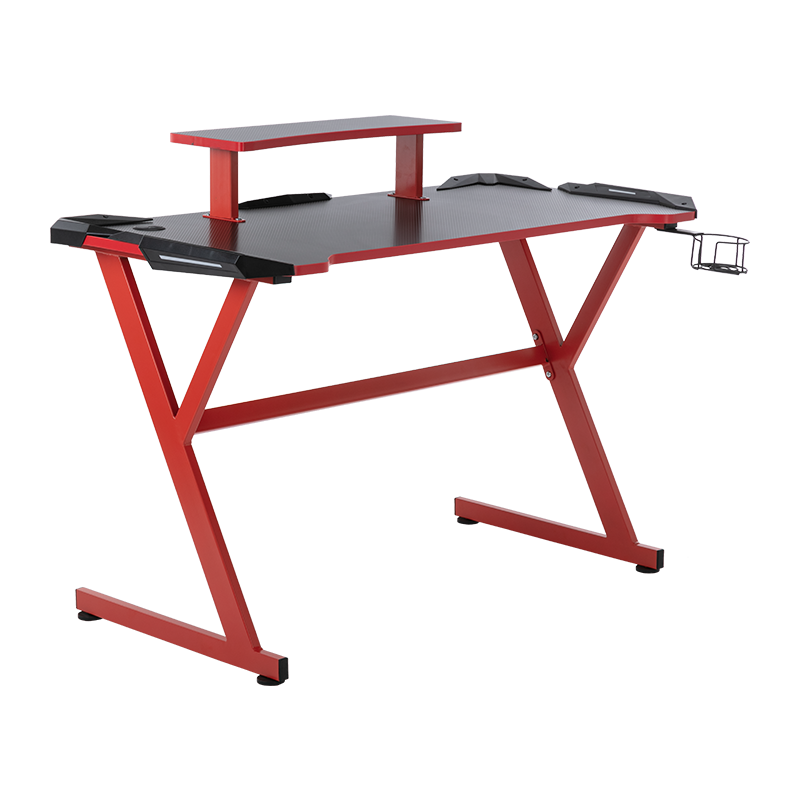 PC Desktop Z/Y-vormige gamingtafel Dubbellaagse gamingtafel/bureau met LED-strips