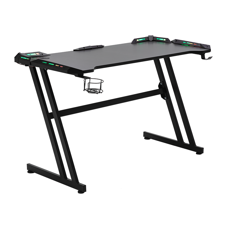 Cool RGB professioneel computerbureau, pc-tafel, gamingtafel met bekerhouder en oortelefoonhaak